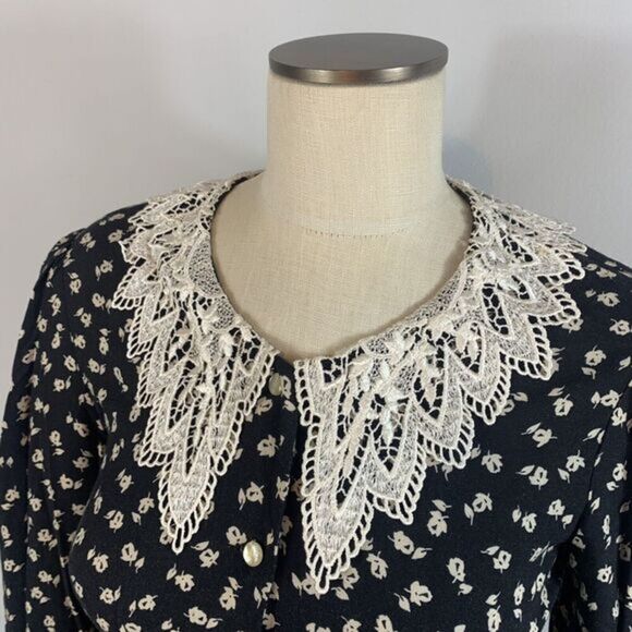 VTG Floral Lace Cottagecore Blouse & Skirt Set Laura Hensen Fits Like Small - Picture 5 of 12